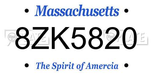 8ZK5820 Massachusetts License Plate