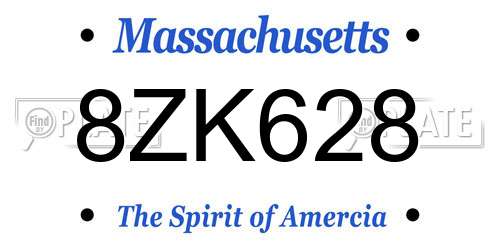 8ZK628 Massachusetts License Plate
