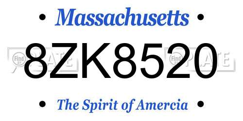 8ZK8520 Massachusetts License Plate