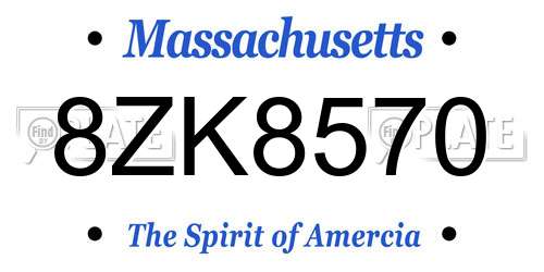 8ZK8570 Massachusetts License Plate