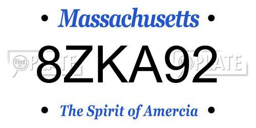 8ZKA92 Massachusetts License Plate