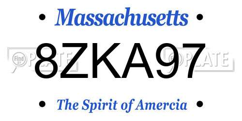 8ZKA97 Massachusetts License Plate