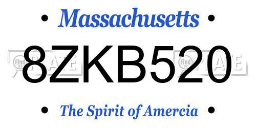 8ZKB520 Massachusetts License Plate