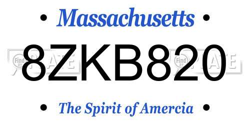 8ZKB820 Massachusetts License Plate
