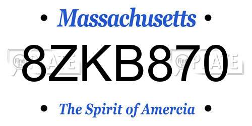 8ZKB870 Massachusetts License Plate