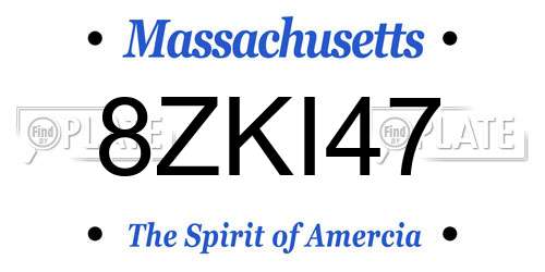 8ZKI47 Massachusetts License Plate