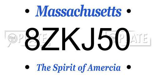 8ZKJ50 Massachusetts License Plate