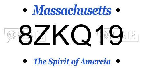 8ZKQ19 Massachusetts License Plate