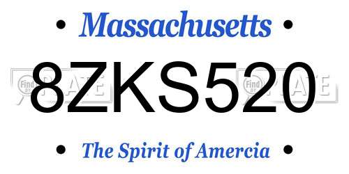 8ZKS520 Massachusetts License Plate