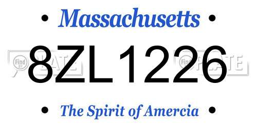 8ZL1226 Massachusetts License Plate