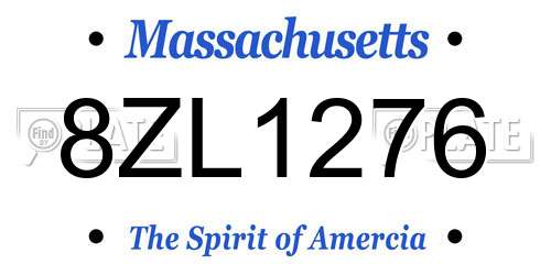 8ZL1276 Massachusetts License Plate