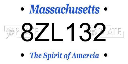 8ZL132 Massachusetts License Plate