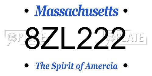 8ZL222 Massachusetts License Plate