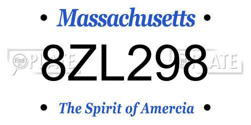 8ZL298 Massachusetts License Plate
