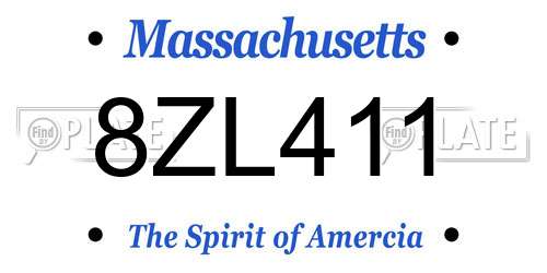 8ZL411 Massachusetts License Plate