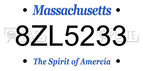8ZL5233 Massachusetts License Plate