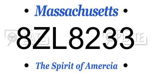 8ZL8233 Massachusetts License Plate