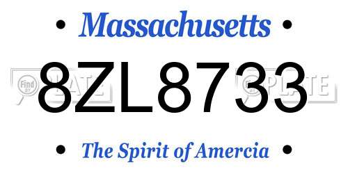 8ZL8733 Massachusetts License Plate
