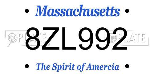 8ZL992 Massachusetts License Plate