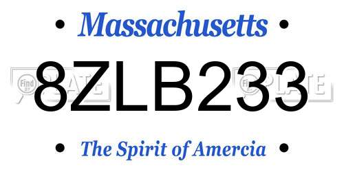 8ZLB233 Massachusetts License Plate