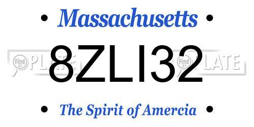 8ZLI32 Massachusetts License Plate