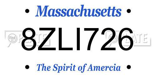 8ZLI726 Massachusetts License Plate