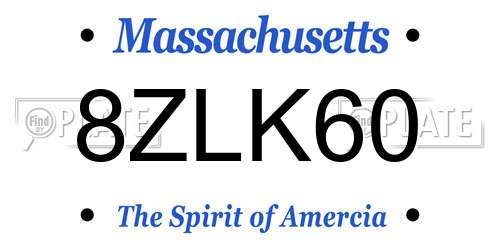 8ZLK60 Massachusetts License Plate