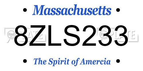 8ZLS233 Massachusetts License Plate