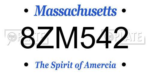 8ZM542 Massachusetts License Plate
