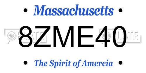 8ZME40 Massachusetts License Plate