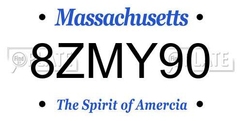 8ZMY90 Massachusetts License Plate
