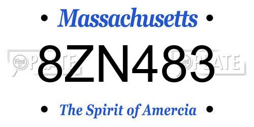 8ZN483 Massachusetts License Plate