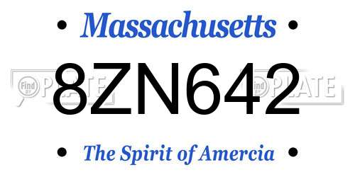 8ZN642 Massachusetts License Plate