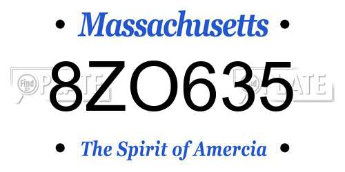 8ZO635 Massachusetts License Plate