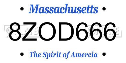 8ZOD666 Massachusetts License Plate