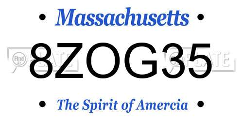 8ZOG35 Massachusetts License Plate
