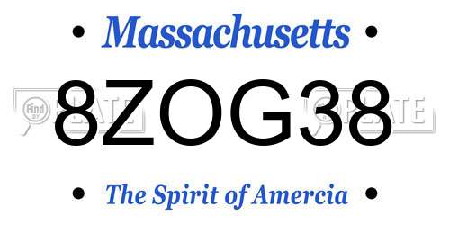 8ZOG38 Massachusetts License Plate