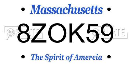 8ZOK59 Massachusetts License Plate