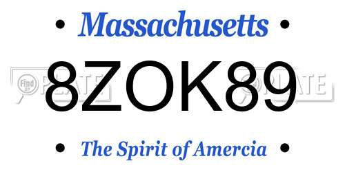 8ZOK89 Massachusetts License Plate
