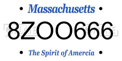 8ZOO666 Massachusetts License Plate