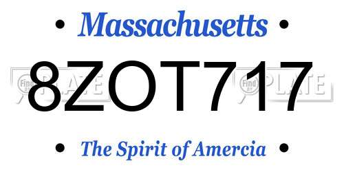 8ZOT717 Massachusetts License Plate