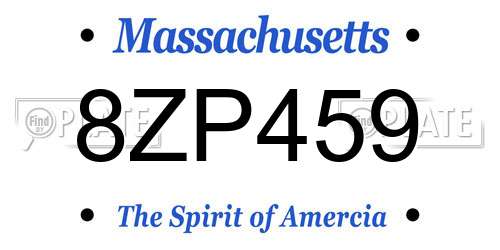 8ZP459 Massachusetts License Plate