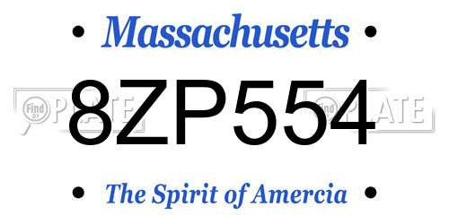 8ZP554 Massachusetts License Plate