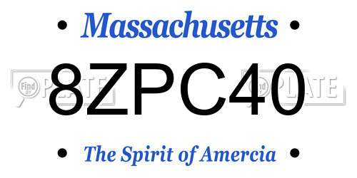 8ZPC40 Massachusetts License Plate