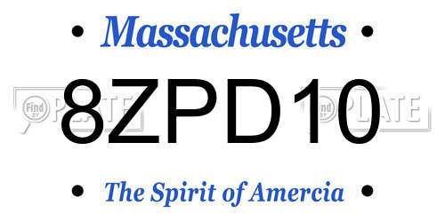 8ZPD10 Massachusetts License Plate