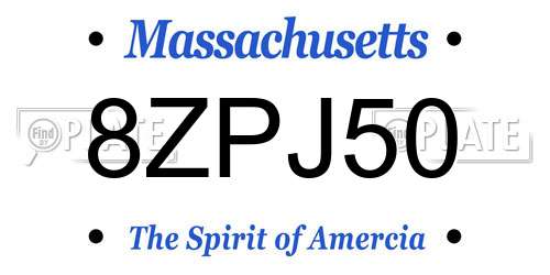 8ZPJ50 Massachusetts License Plate