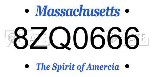 8ZQ0666 Massachusetts License Plate