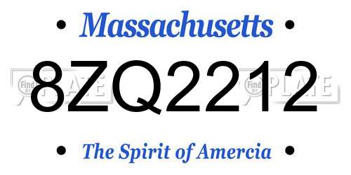 8ZQ2212 Massachusetts License Plate