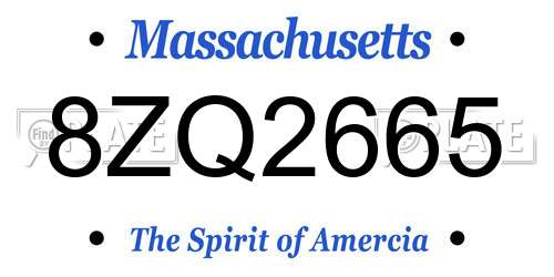 8ZQ2665 Massachusetts License Plate