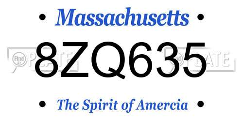 8ZQ635 Massachusetts License Plate